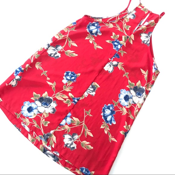 Forever 21 Red Floral Mini Shift Dress Size M - Picture 3 of 5